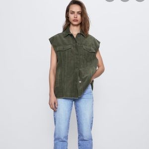 ZARA / Corduroy Green Vest - XS